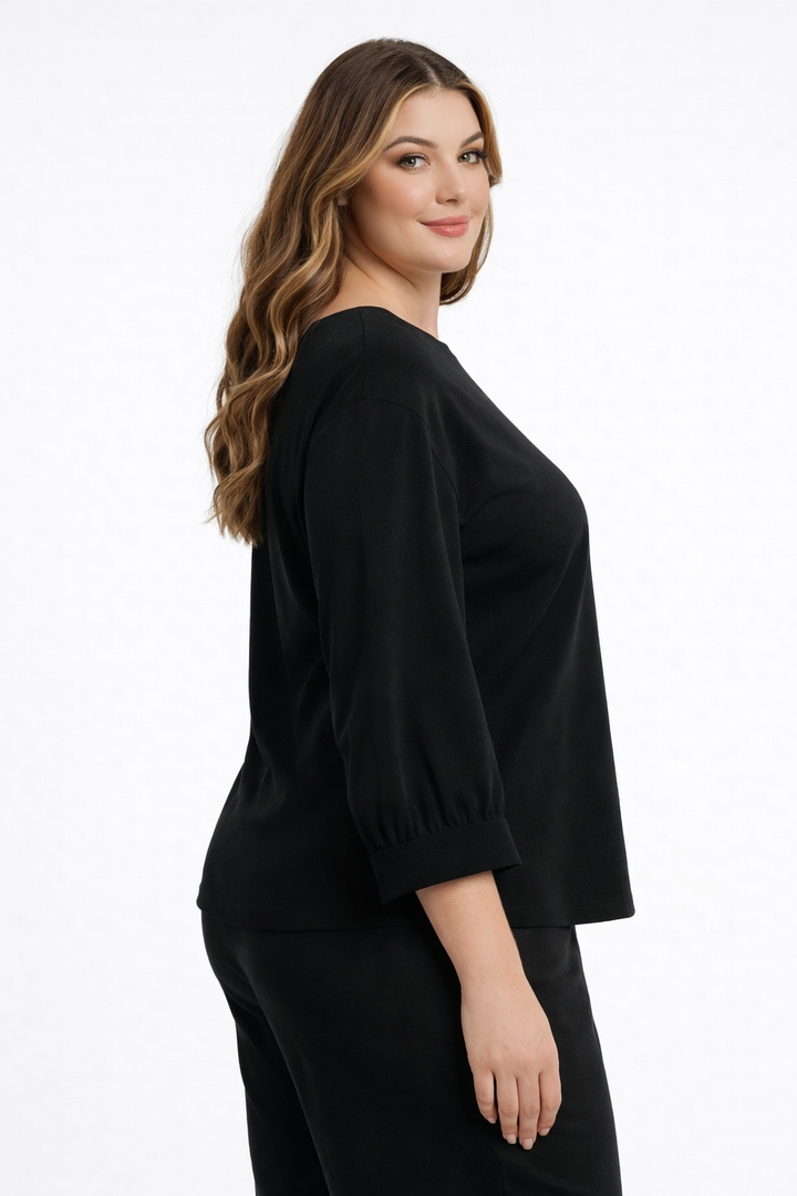 Tijdloze Zwarte Blouse Met 3/4 Mouwen