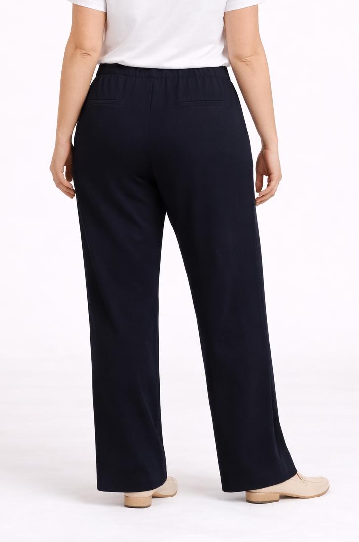 Rechte Broek Met Elastische Tailleband In Blauw