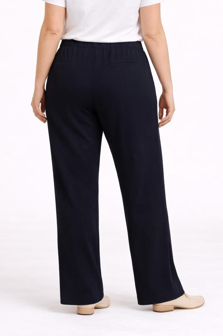 Rechte Broek Met Elastische Tailleband In Blauw