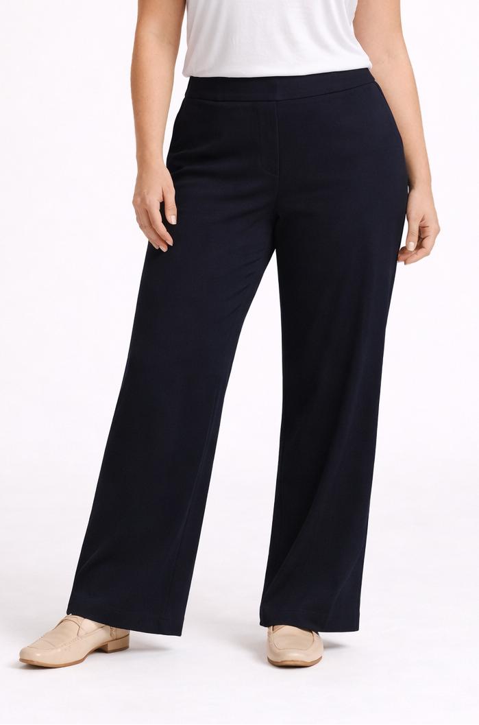 Rechte Broek Met Elastische Tailleband In Blauw