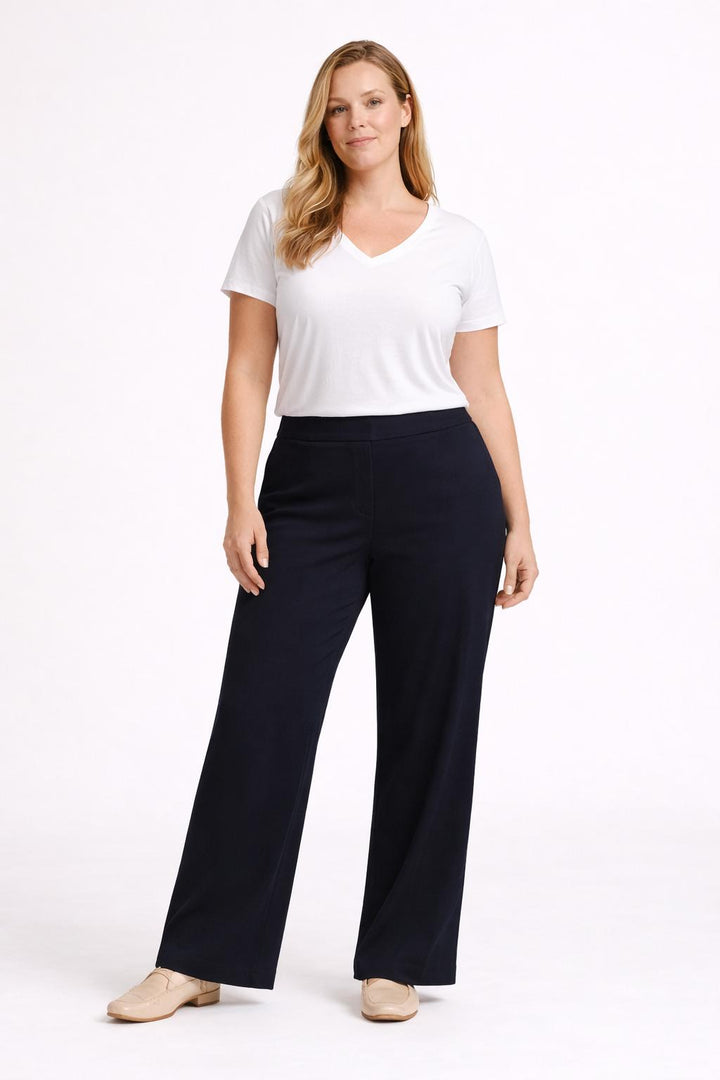 Rechte Broek Met Elastische Tailleband In Blauw
