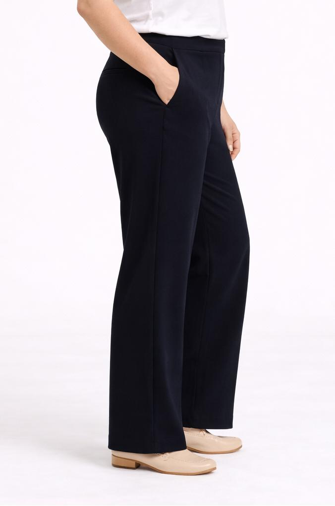 Rechte Broek Met Elastische Tailleband In Blauw