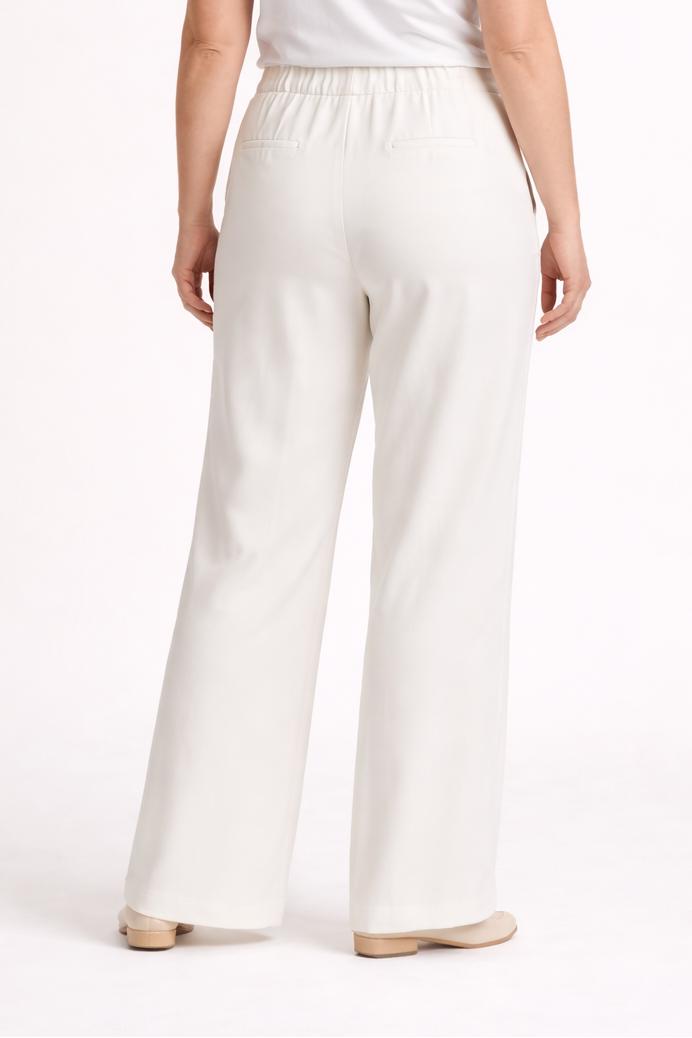 Rechte Broek Met Elastische Tailleband In Off White