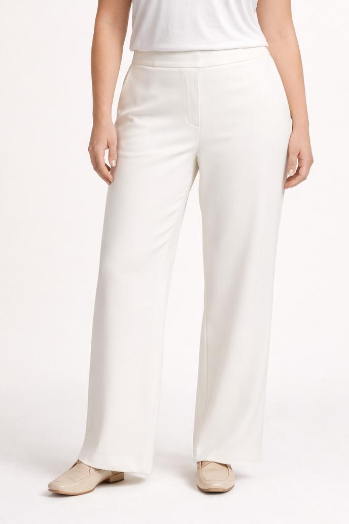 Rechte Broek Met Elastische Tailleband In Off White