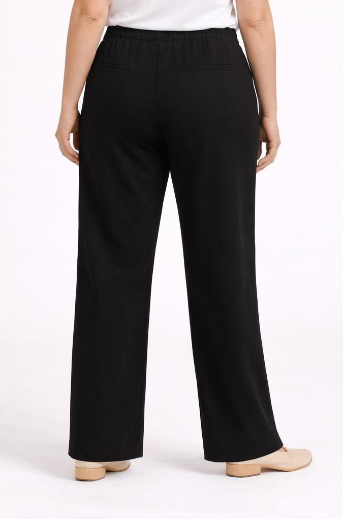Rechte Broek Met Elastische Tailleband In Zwart