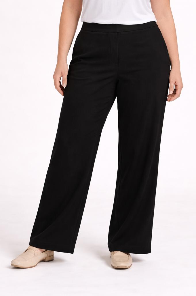 Rechte Broek Met Elastische Tailleband In Zwart