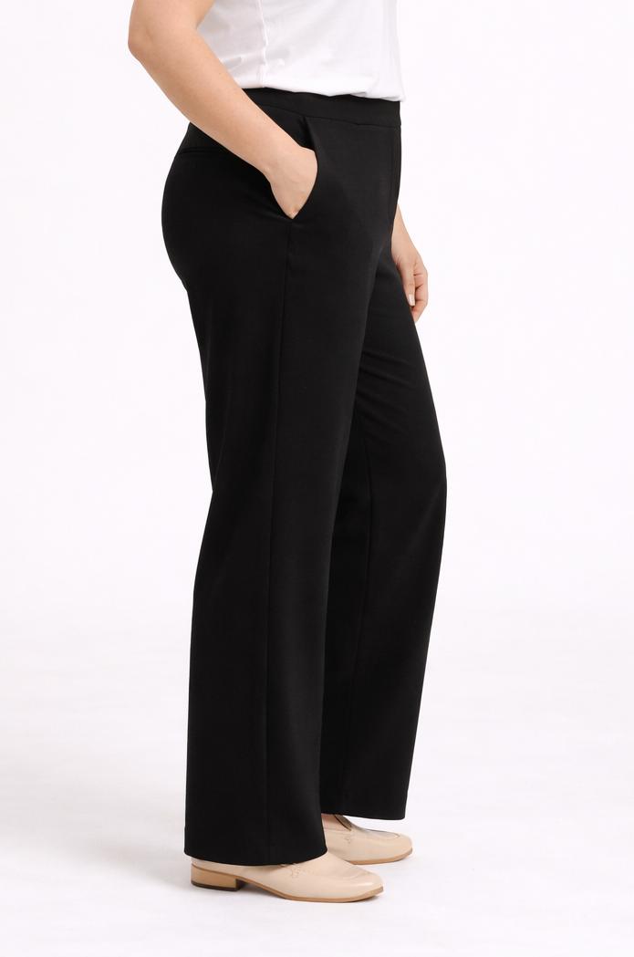 Rechte Broek Met Elastische Tailleband In Zwart