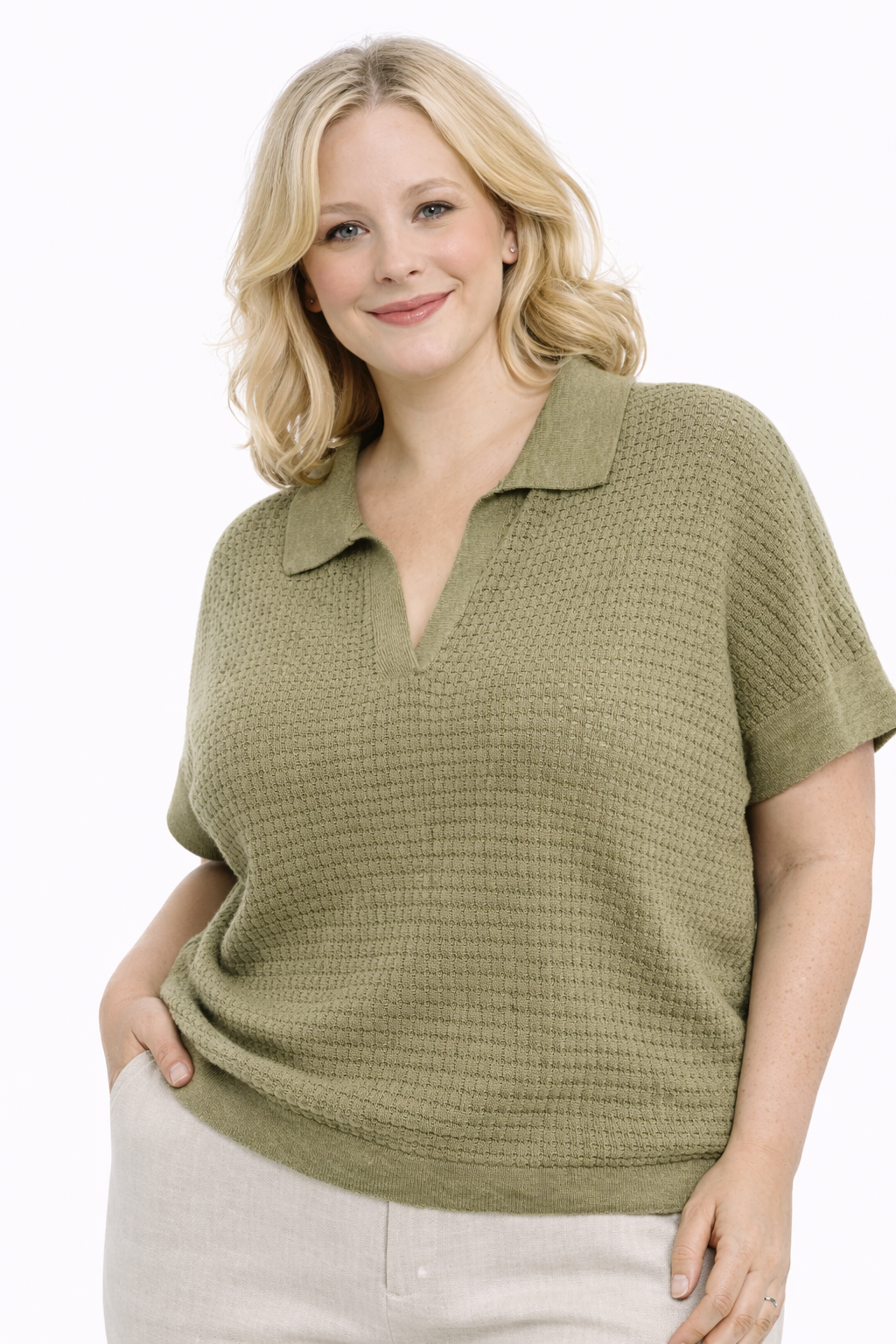 Kaki Gebreide Polotrui