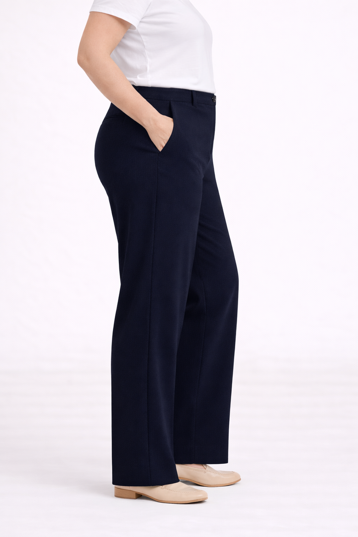 Blauwe Rechte Broek Met Rits