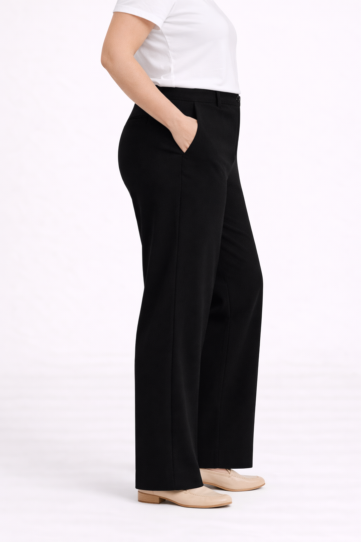 Zwarte Rechte Broek Met Rits