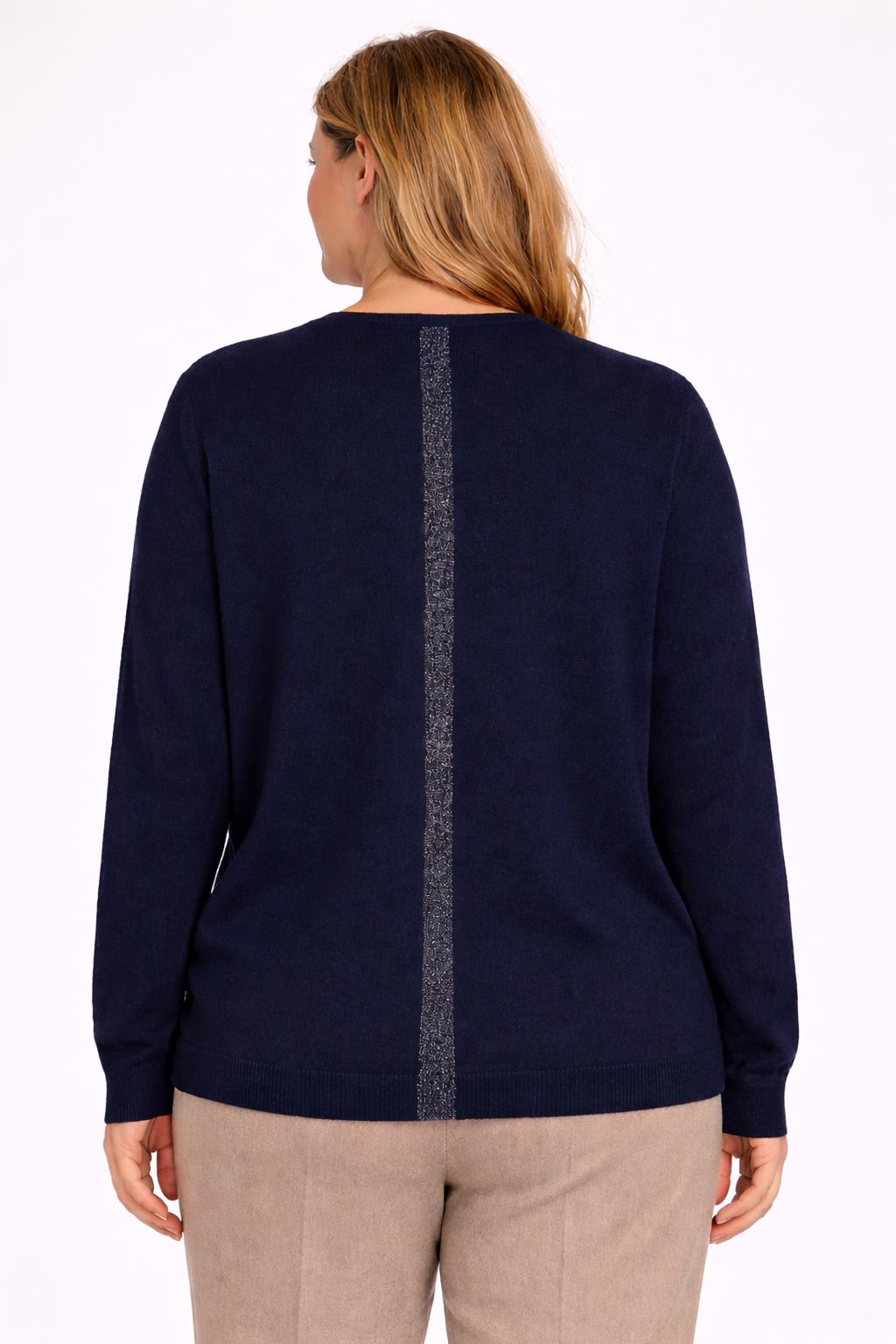 Blauwe Elegante Kasjmier Trui Met Chic Detail