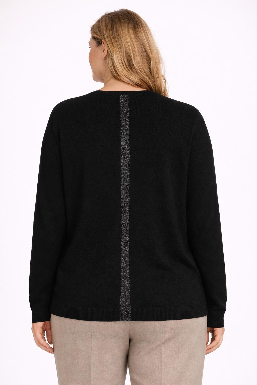 Zwarte Elegante Kasjmier Trui Met Chic Detail