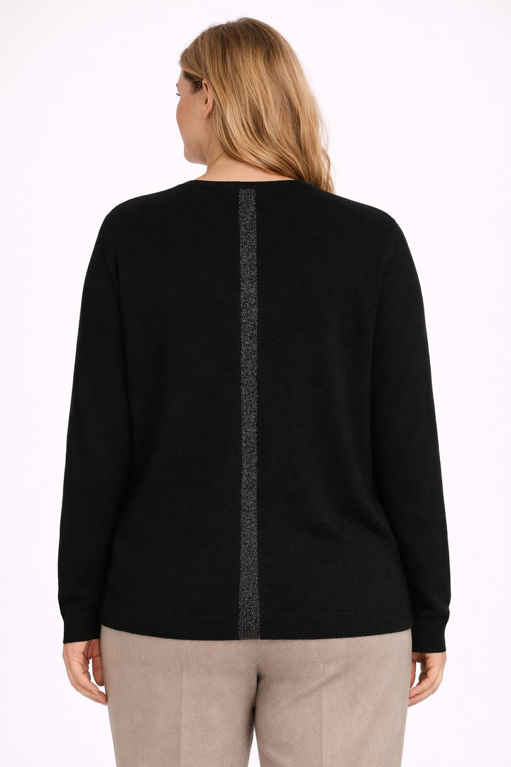 Zwarte Elegante Kasjmier Trui Met Chic Detail