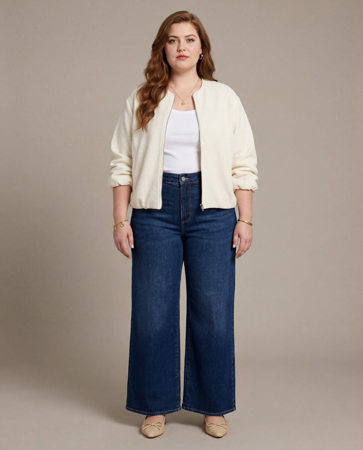 Donkerblauwe Wide Leg Jeans