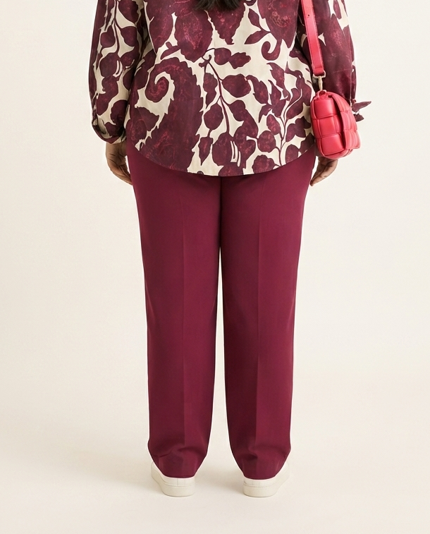 Pruimkleurige Viscose Broek