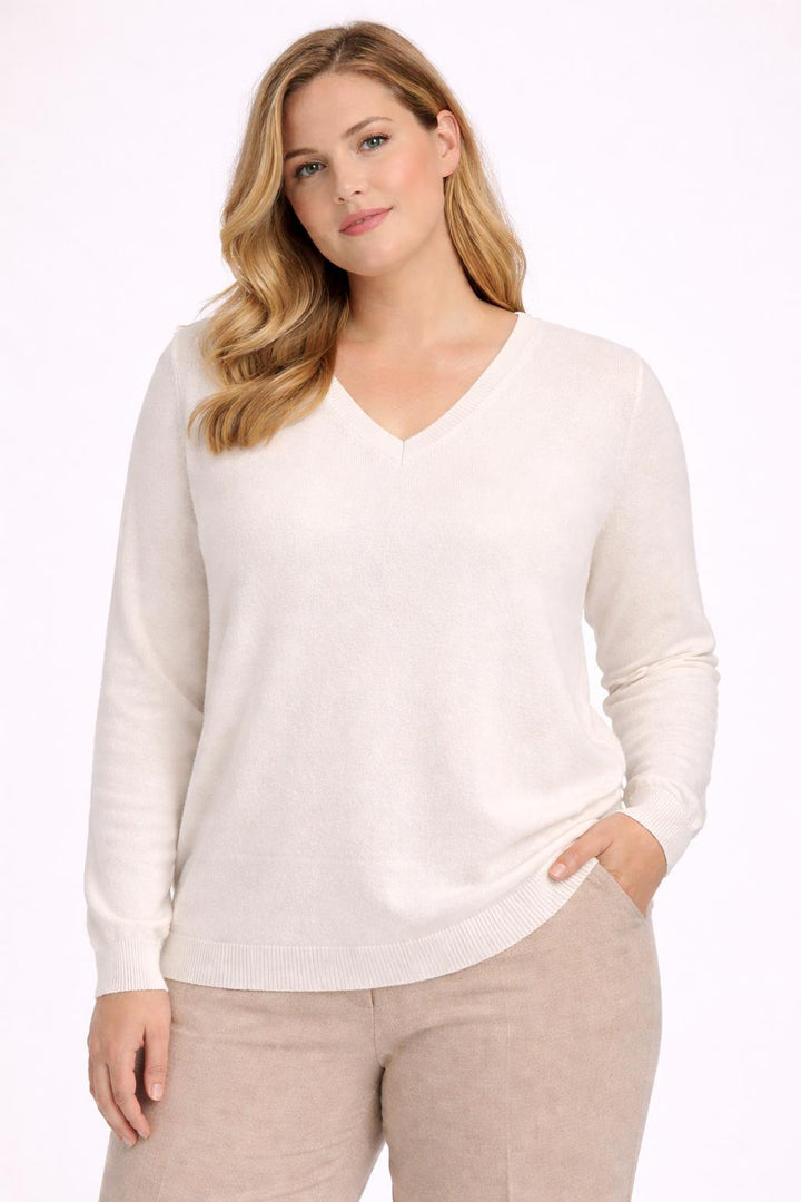 Ecru Elegante Kasjmier Trui Met Chic Detail