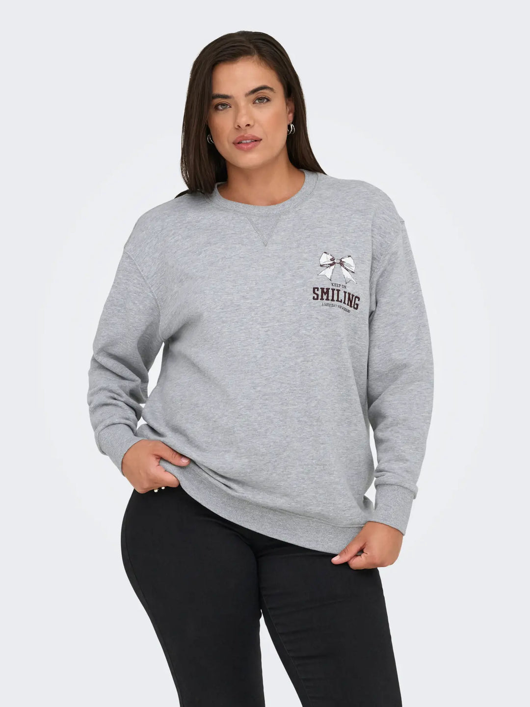 Grijze Plussize Sweatshirt Met Print