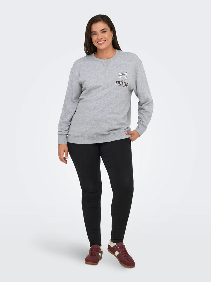 Grijze Plussize Sweatshirt Met Print