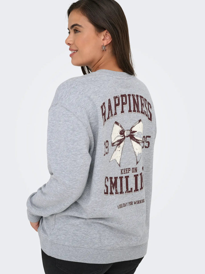 Grijze Plussize Sweatshirt Met Print