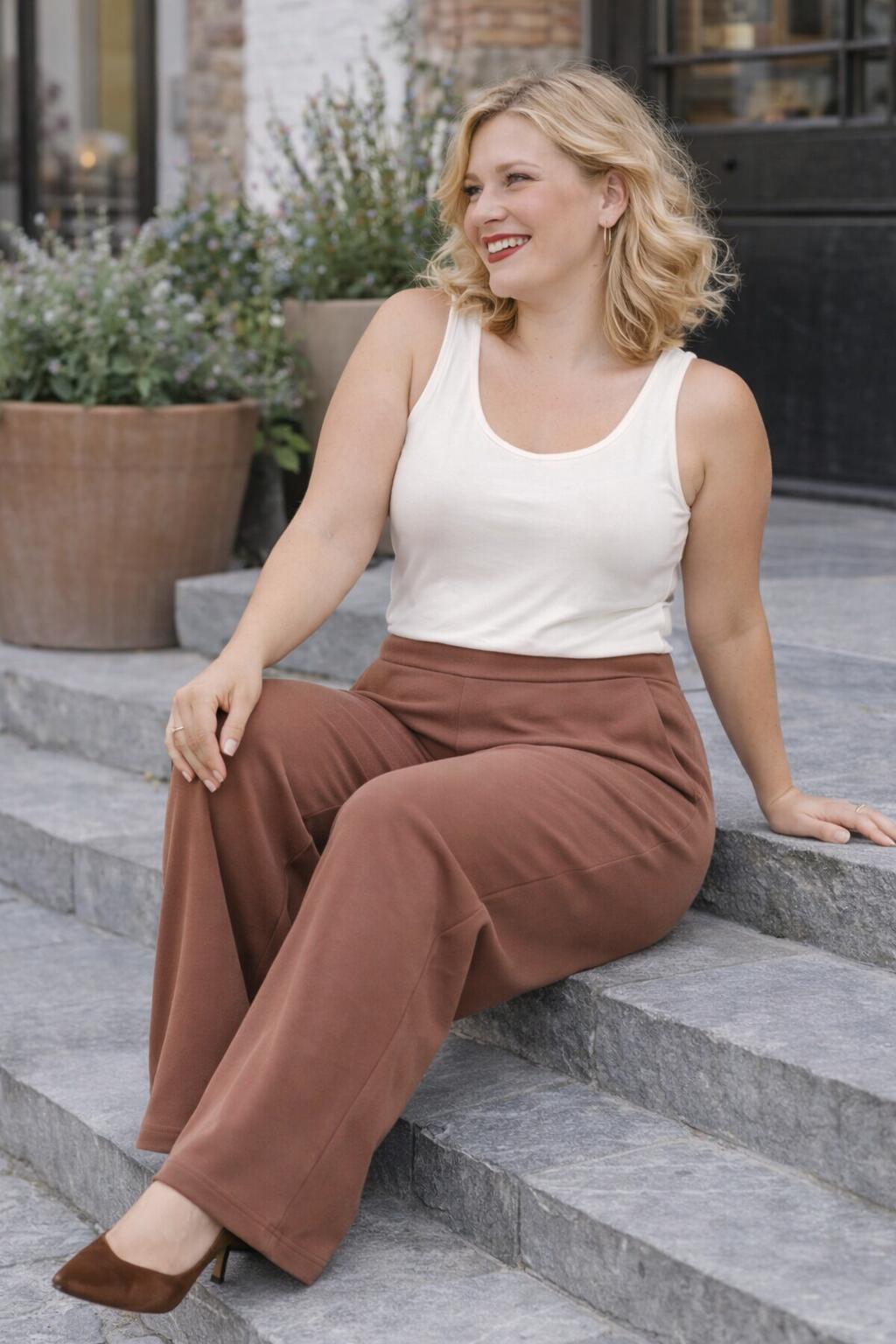 Taupekleurige Jersey Broek