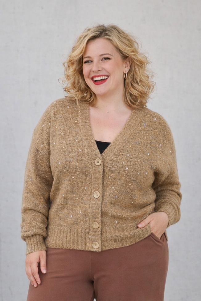 Taupe Vest Met Strassdetails