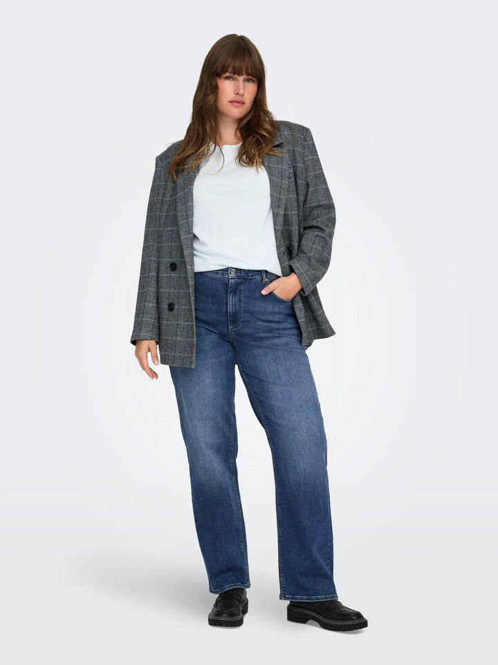 Trendy Straight Jeans In Dark Blue Denim