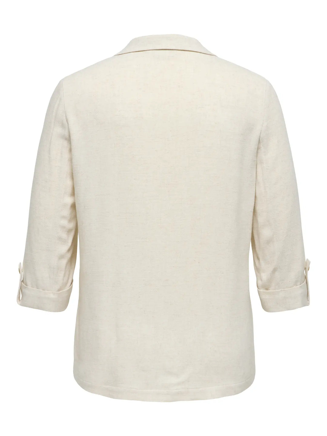 Ecru Blazer Met Linnenlook En 3/4 Mouwen