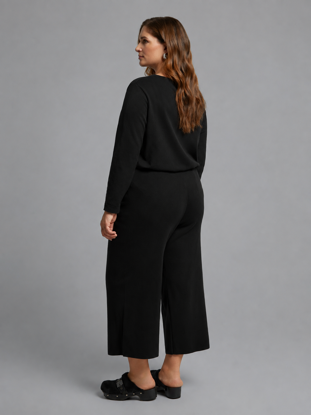 zwarte gebreide broek