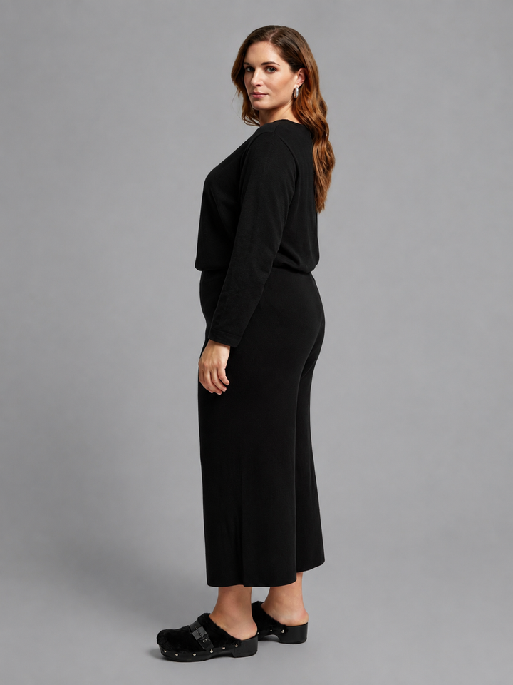 zwarte gebreide broek