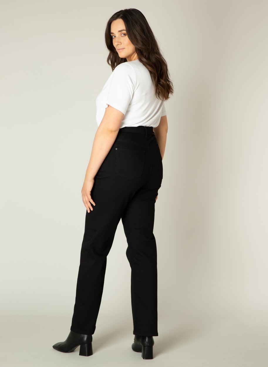 zwarte jeans met rechte pijpen - base level curvy - - grote maten - dameskleding - kledingwinkel - herent - leuven