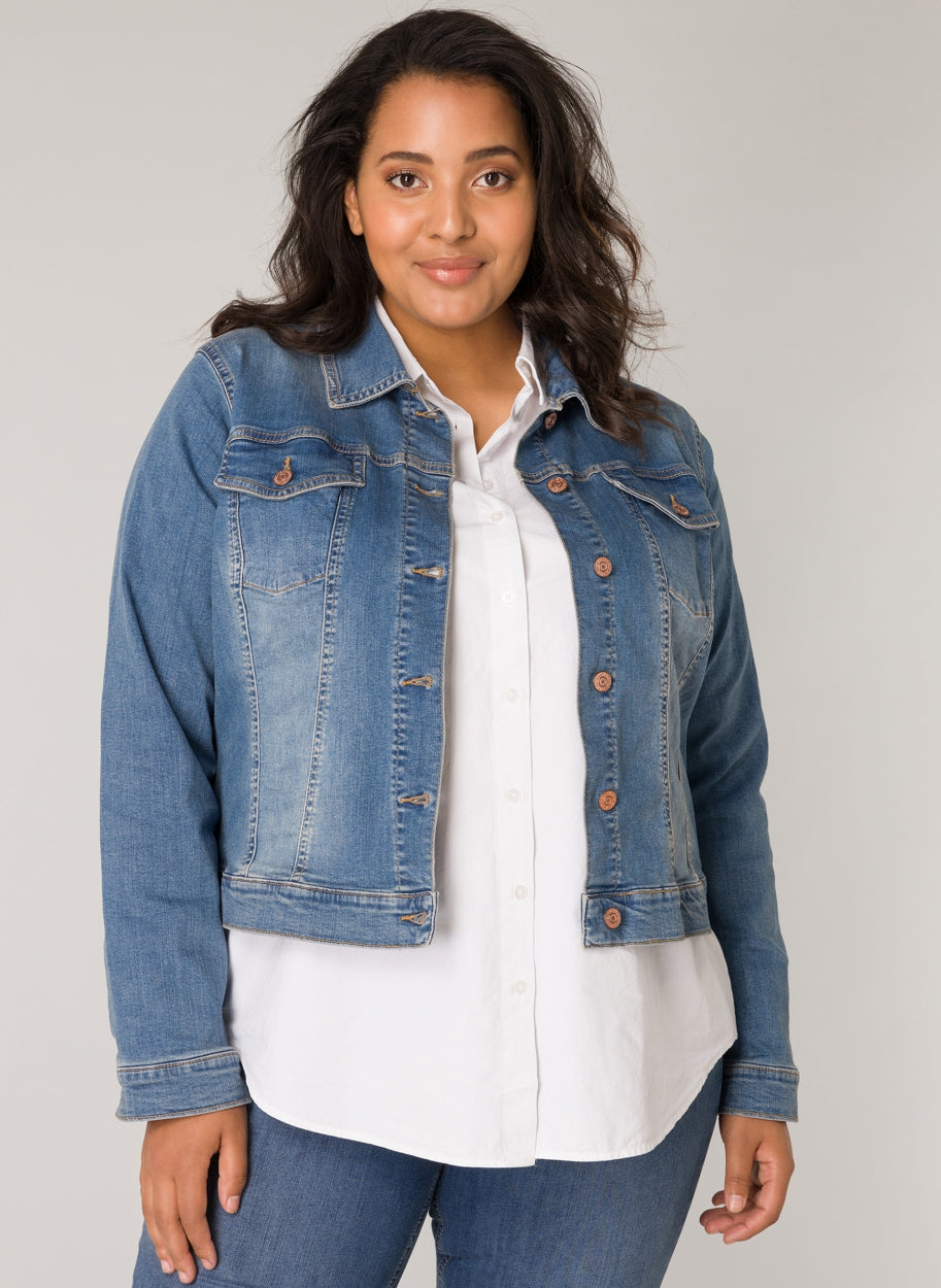 jeansvest in mid blue-base level curvy-axent
