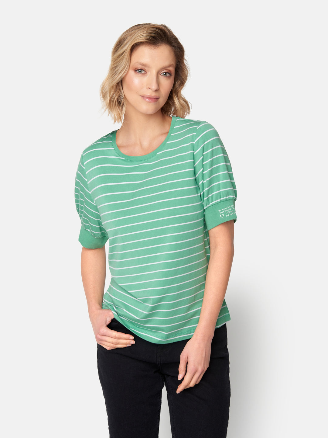 groen gestreept t-shirt-B. Coastline-215590