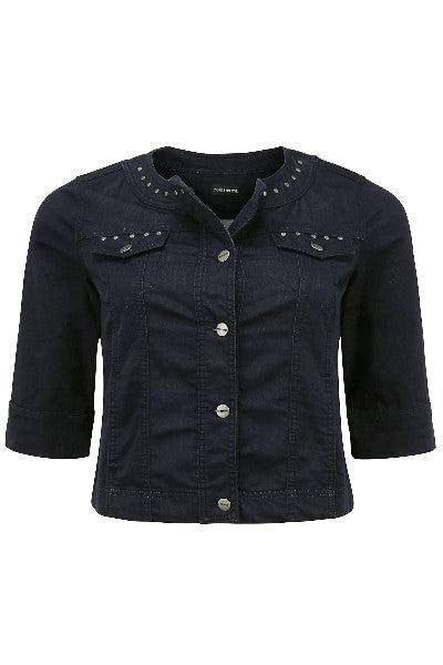 zwarte korte vest met studs - doris streich - 390199 - grote maten - dameskleding - kledingwinkel - herent - leuven