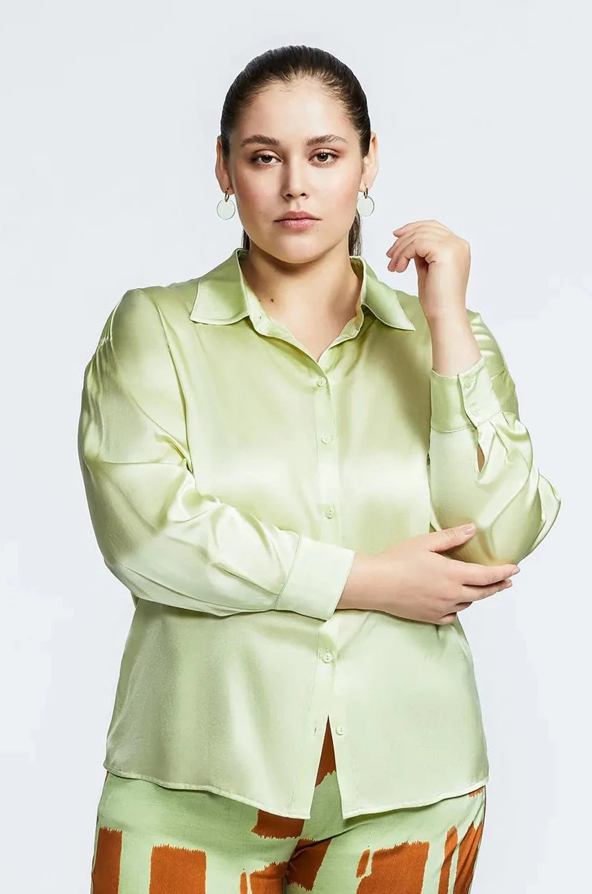 zijde blouse in green wash-xandres-