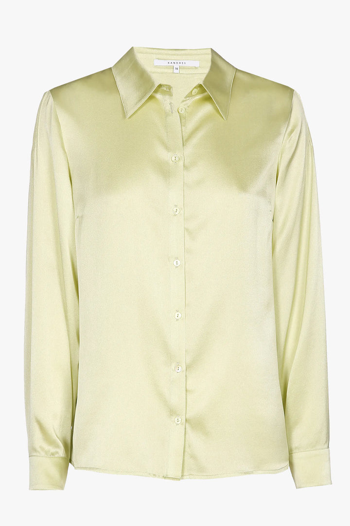 zijde blouse in green wash - xandres - - grote maten - dameskleding - kledingwinkel - herent - leuven