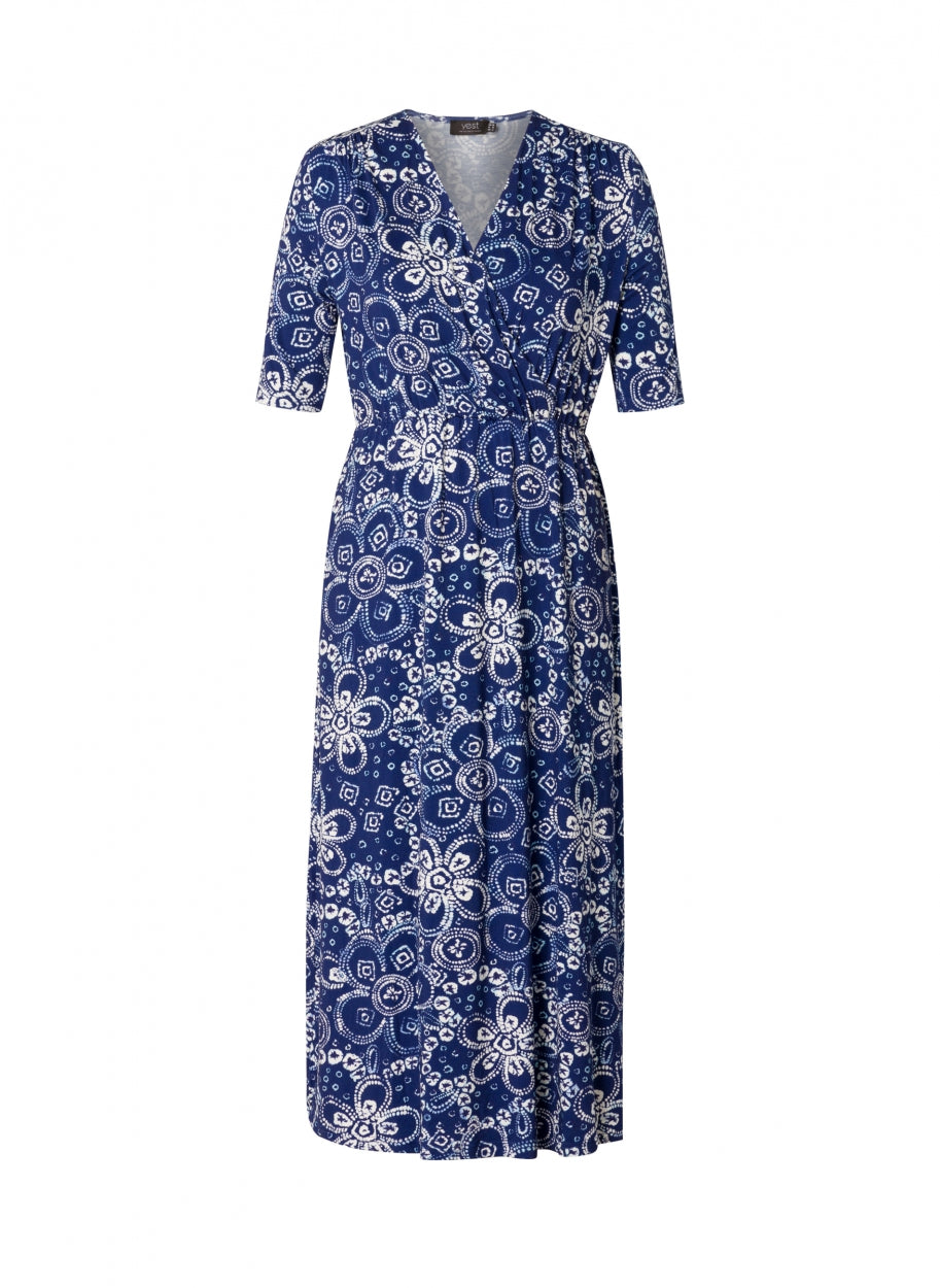 midi-jurk met toegstikte overlap - yesta - - grote maten - dameskleding - kledingwinkel - herent - leuven