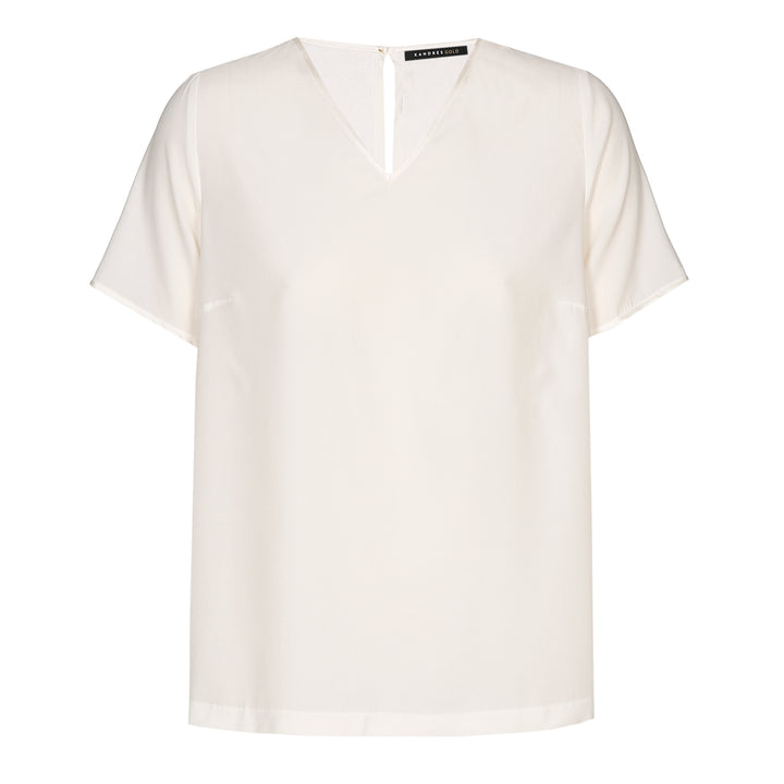 zijde shirt met v-hals-xandres essentials-