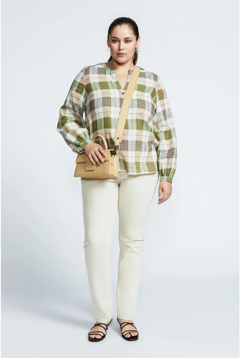 katoenen blouse met ruitmotief - xandres - hilli - grote maten - dameskleding - kledingwinkel - herent - leuven